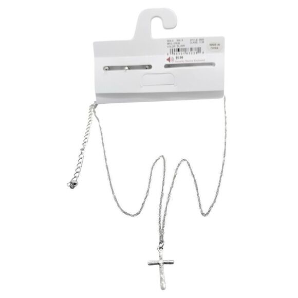 JL❤️ 6 Pairs Pierced Earrings and Cross Necklace Silver Color Style 2900 Cl 1138 - Picture 3 of 4